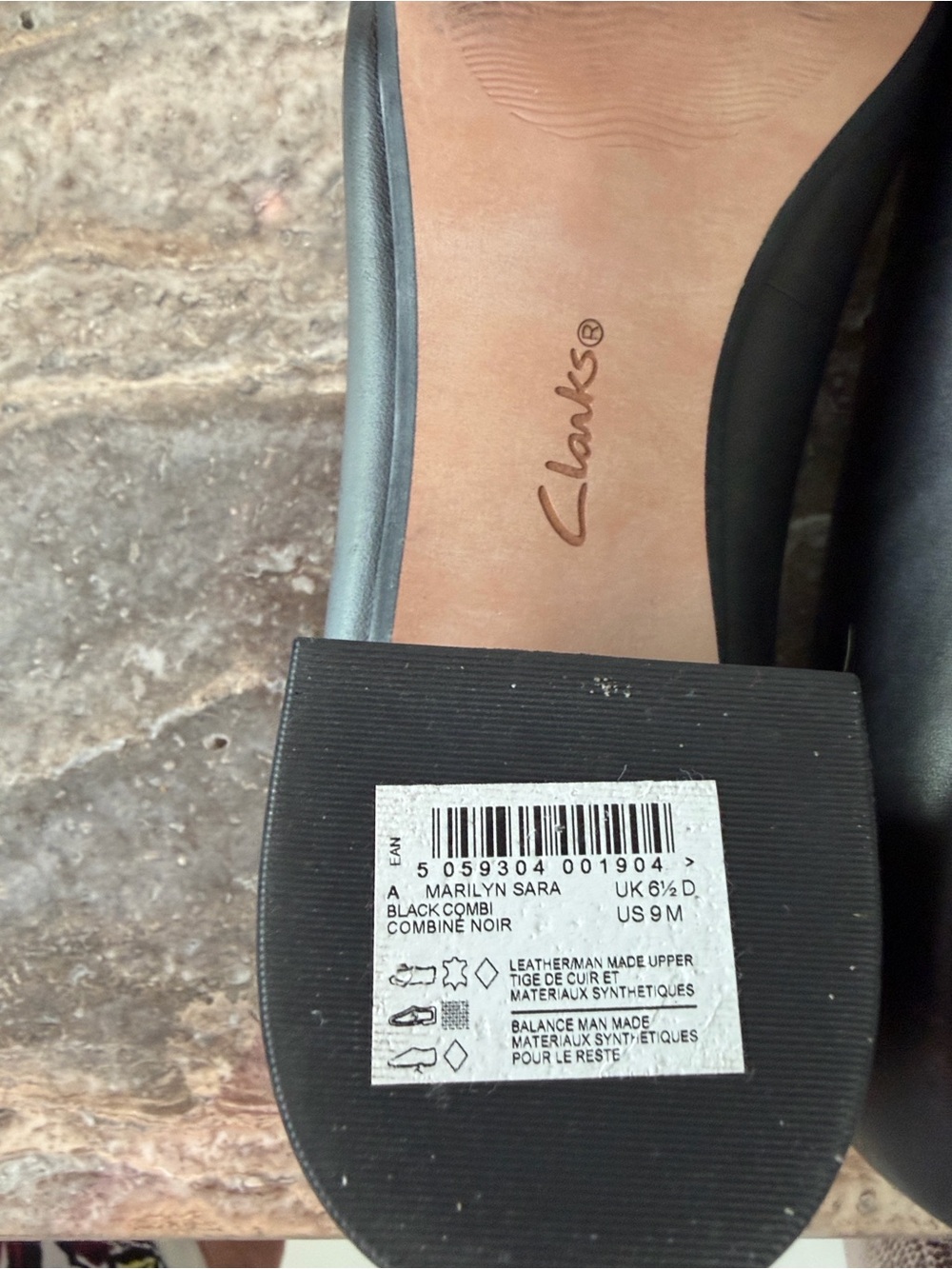 Clarks Black Marilyn Sara low heel, women’s 9 - Picture 3 of 4